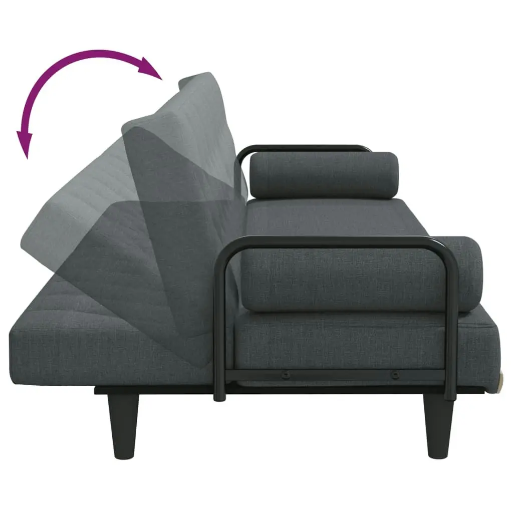 Sofa Bed with Armrests Dark Grey Fabric 351938