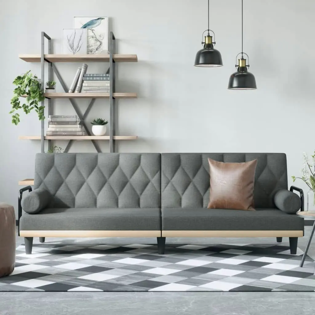 Sofa Bed with Armrests Dark Grey Fabric 351938