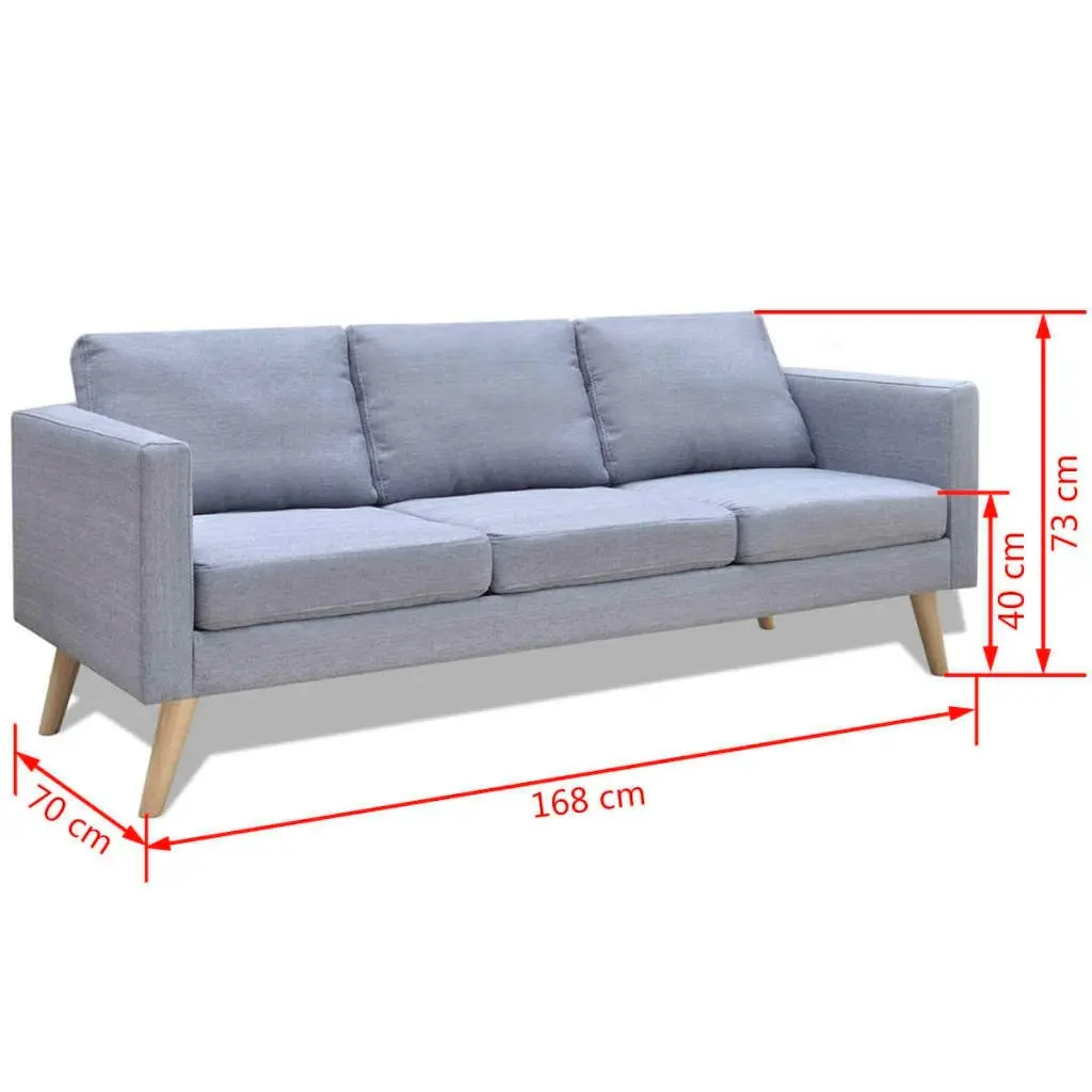 Sofa 3-Seater Fabric Light Grey 242219