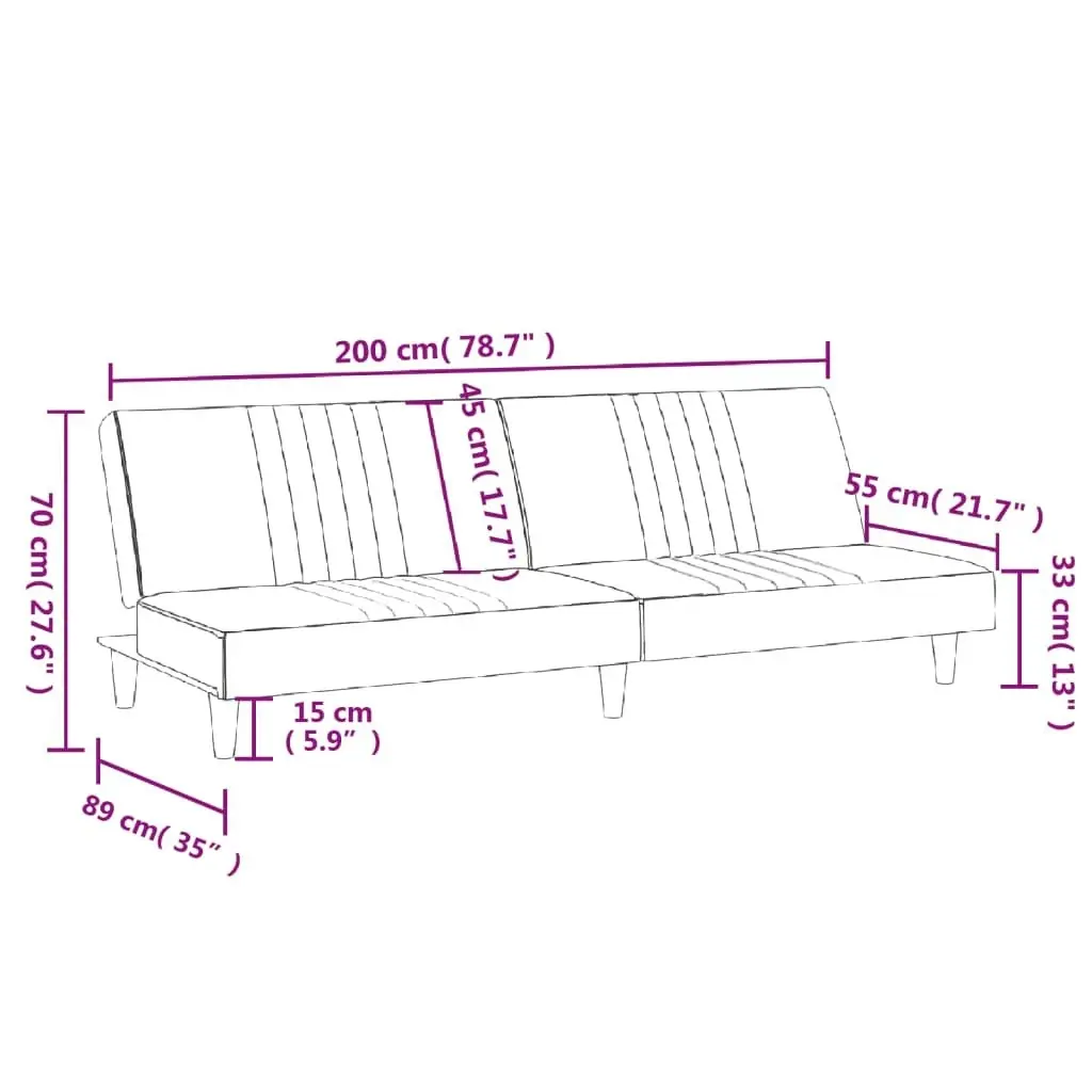 Sofa Bed Dark Grey Fabric 351882