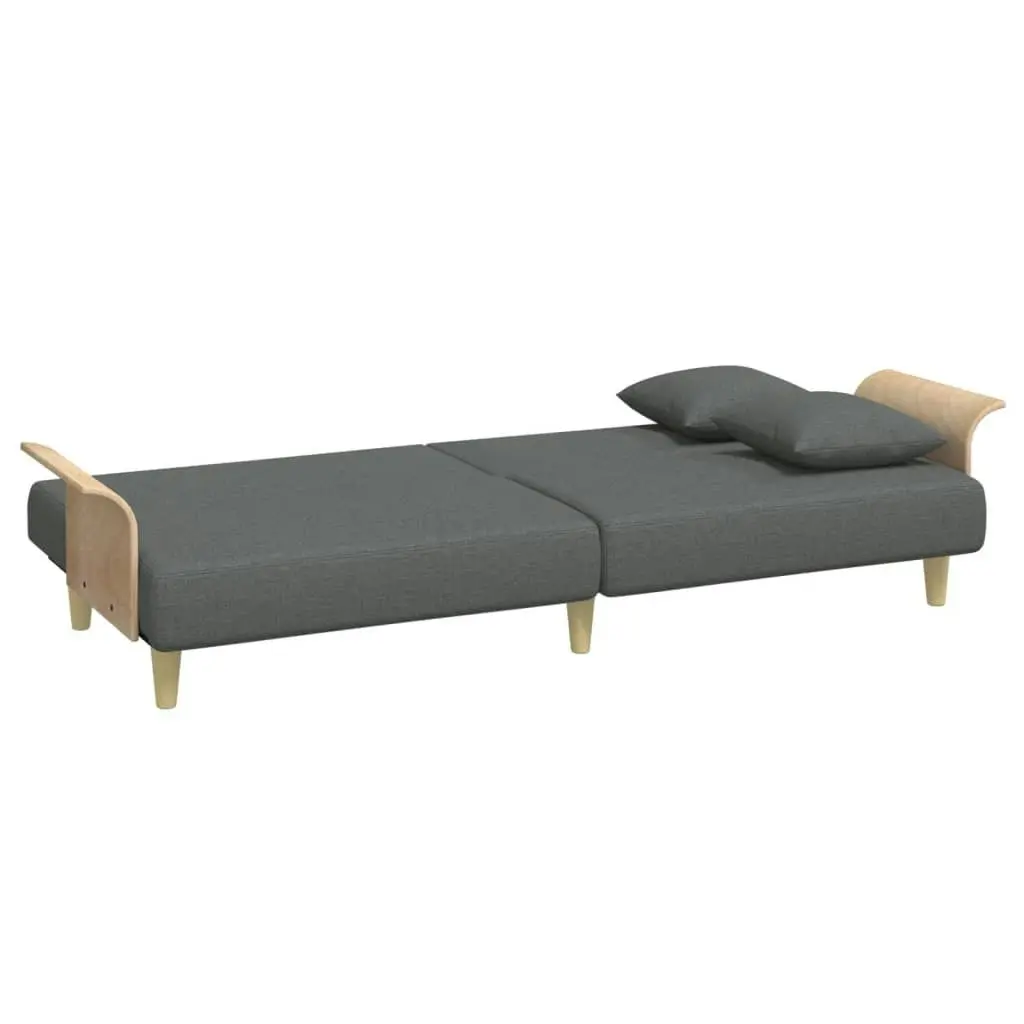 Sofa Bed with Armrests Dark Grey Fabric 351844