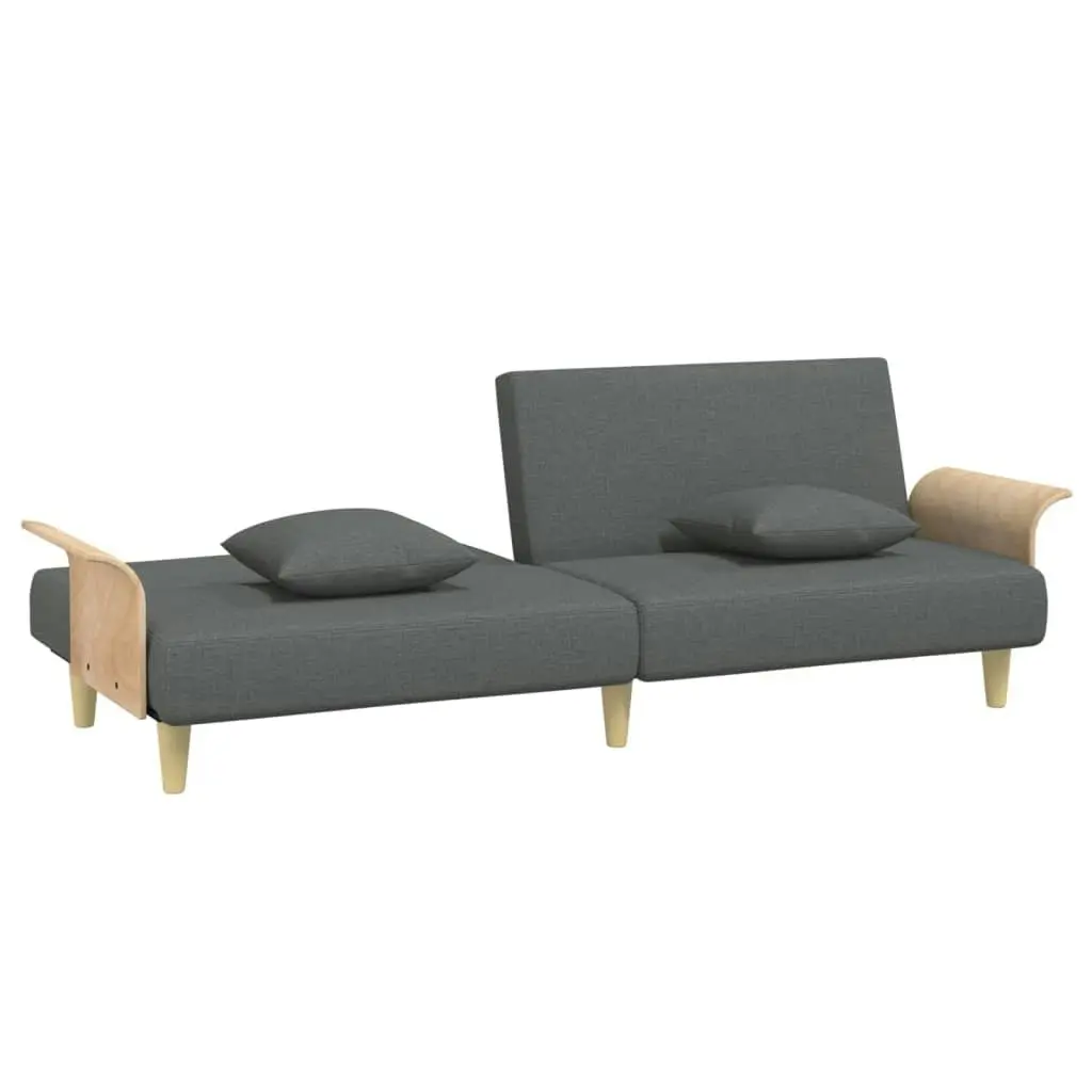 Sofa Bed with Armrests Dark Grey Fabric 351844