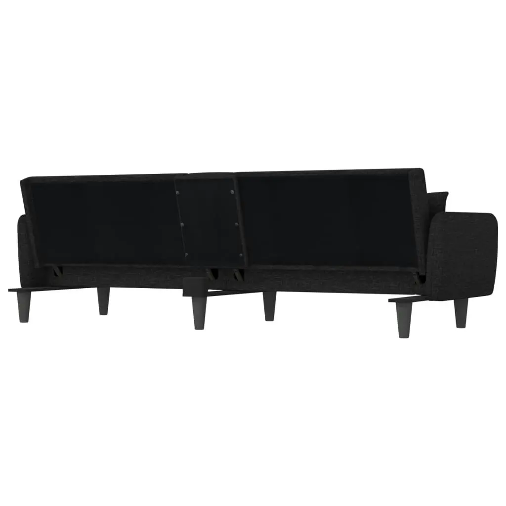 Sofa Bed with Cup Holders Black Fabric 351871