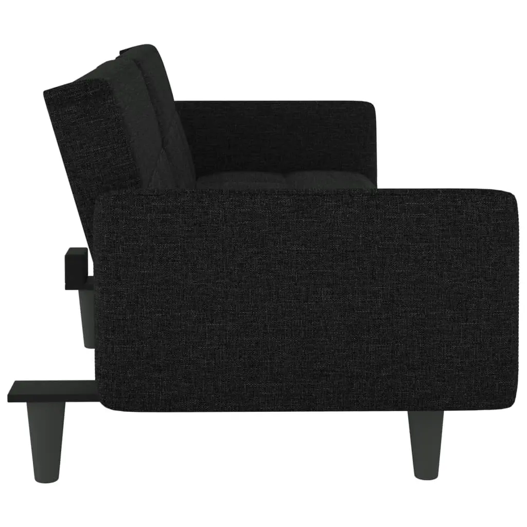 Sofa Bed with Cup Holders Black Fabric 351871