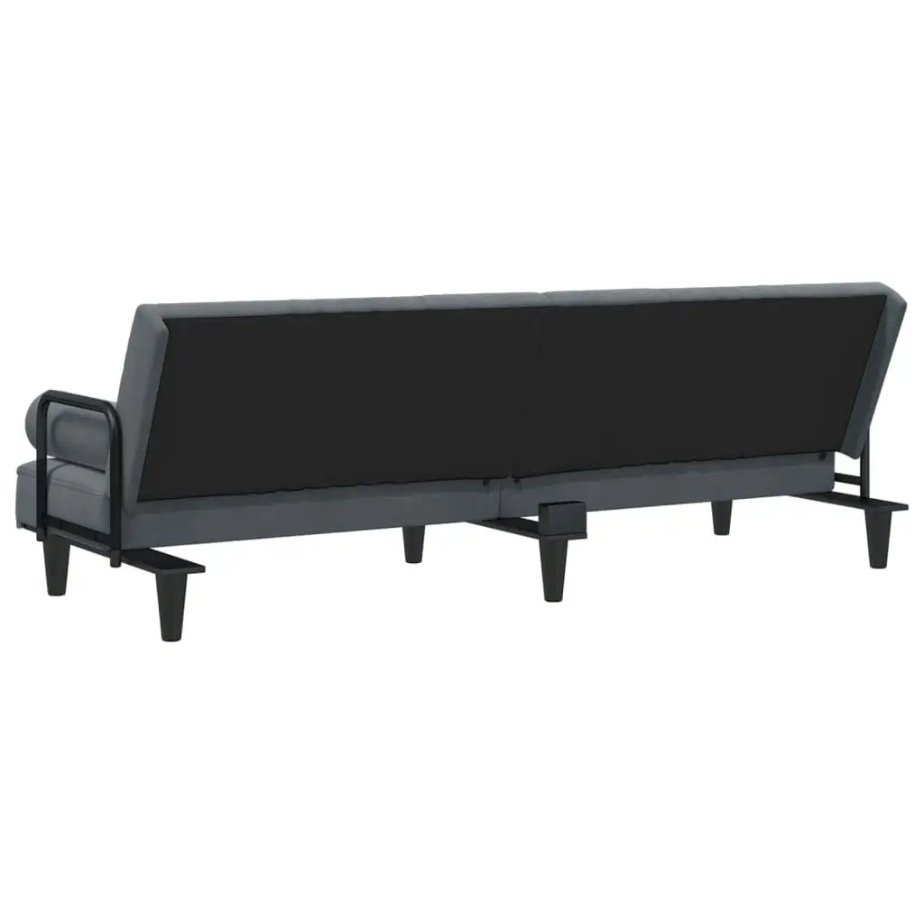 Sofa Bed with Armrests Dark Grey Velvet 351895