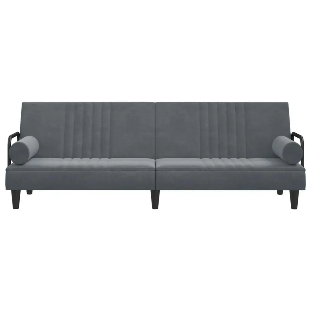 Sofa Bed with Armrests Dark Grey Velvet 351895