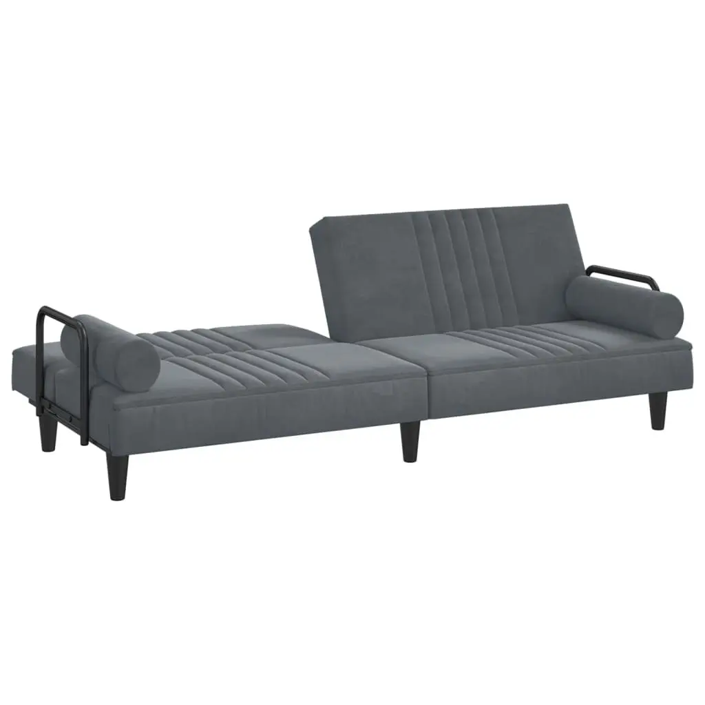 Sofa Bed with Armrests Dark Grey Velvet 351895