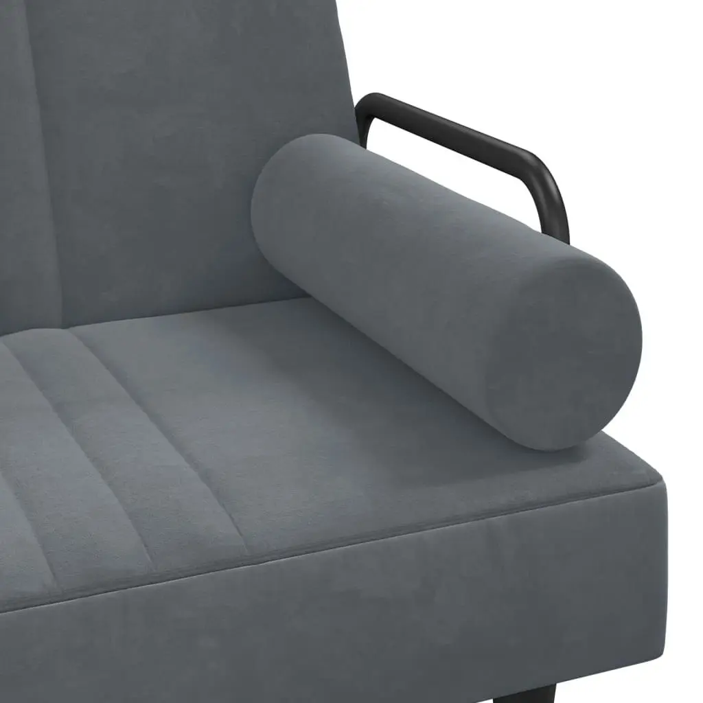 Sofa Bed with Armrests Dark Grey Velvet 351895