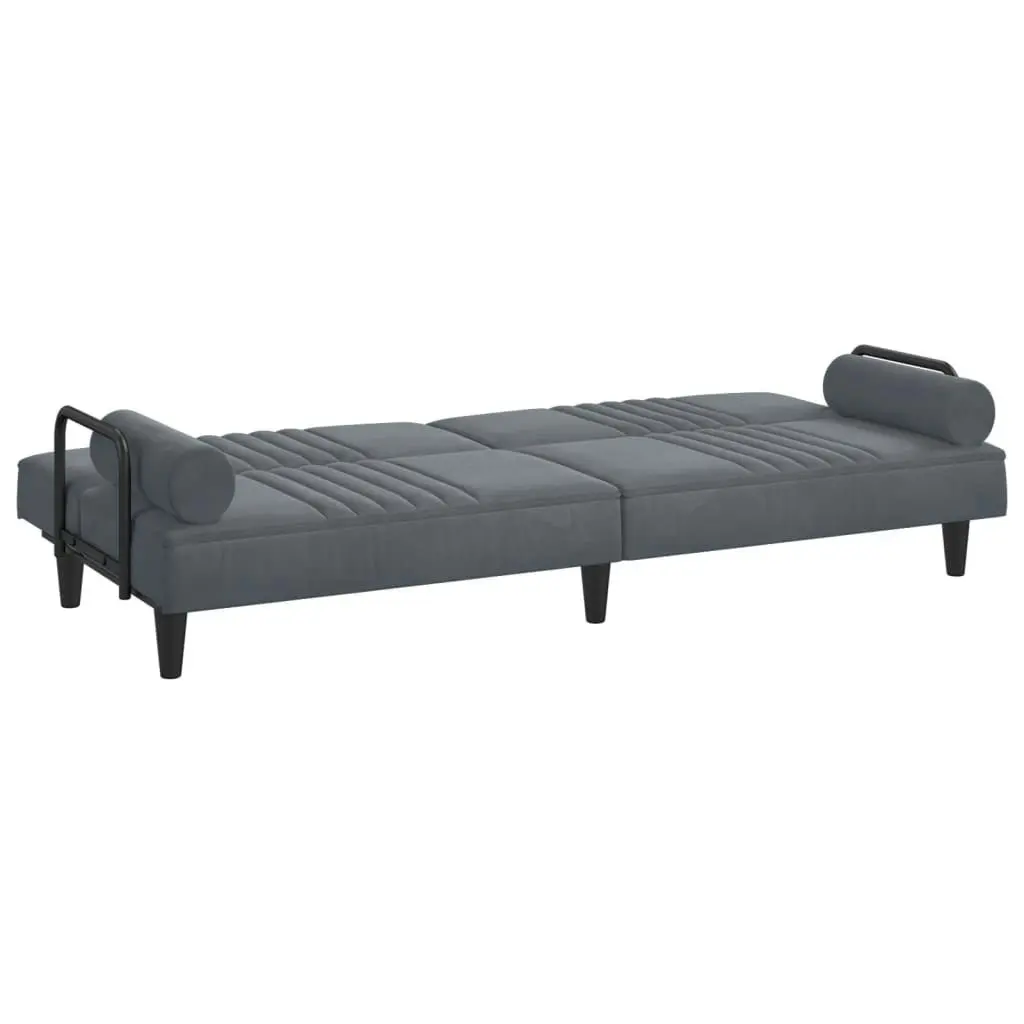 Sofa Bed with Armrests Dark Grey Velvet 351895