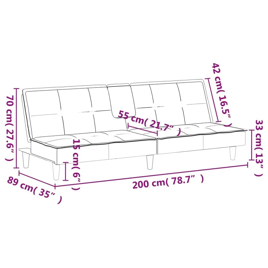 Sofa Bed with Cup Holders Black Velvet 351924