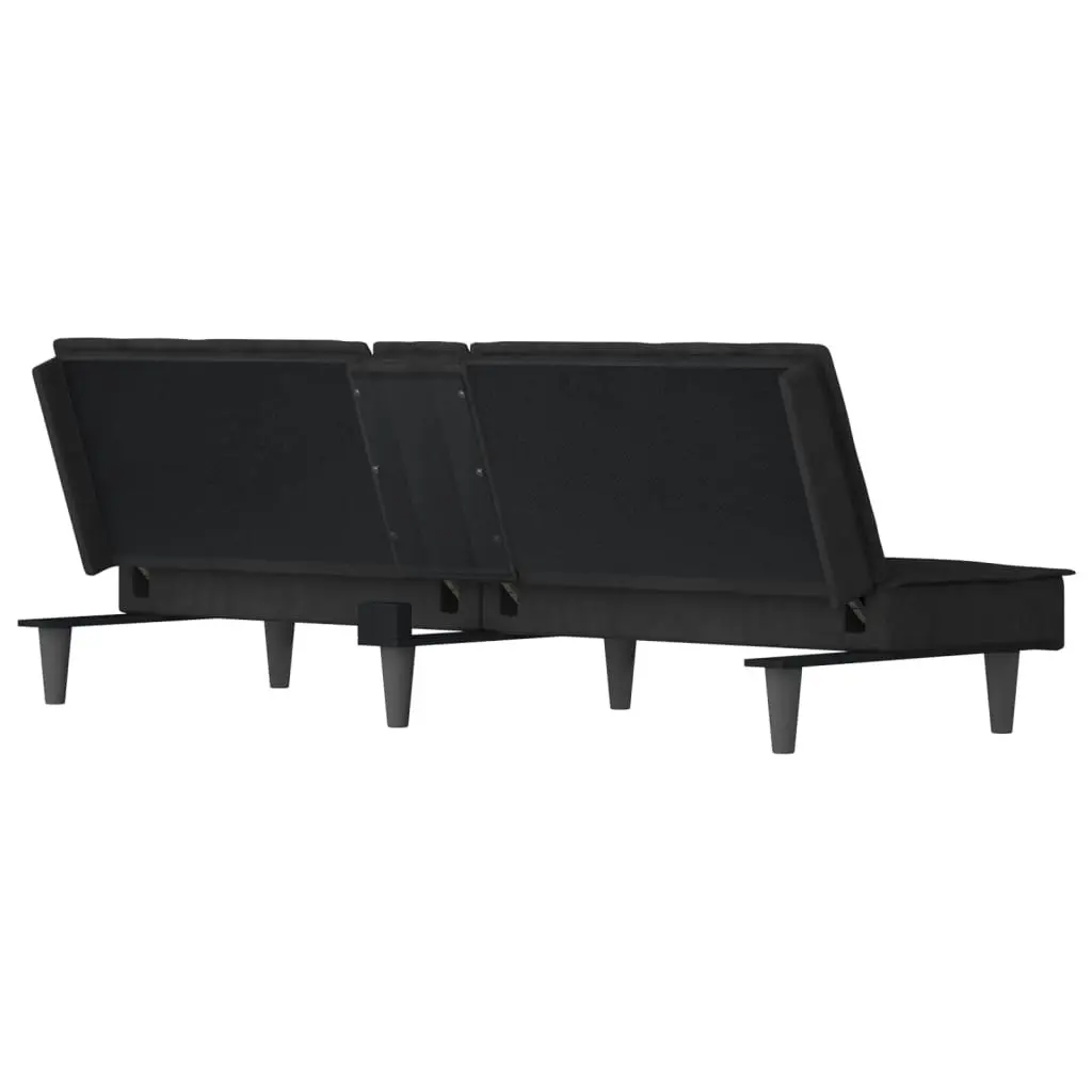 Sofa Bed with Cup Holders Black Velvet 351924