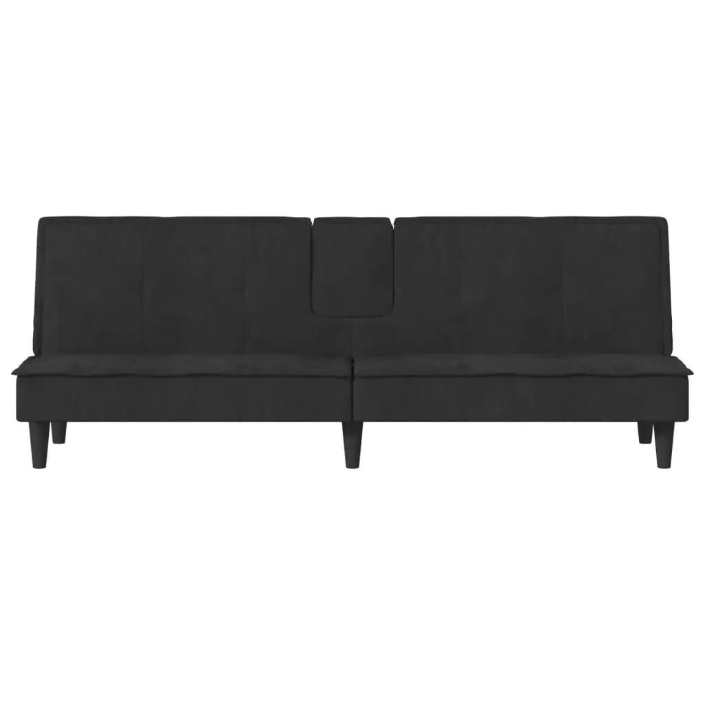 Sofa Bed with Cup Holders Black Velvet 351924