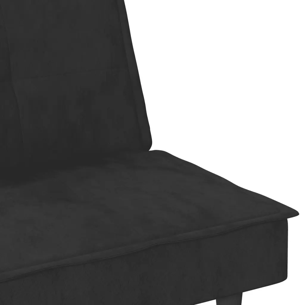 Sofa Bed with Cup Holders Black Velvet 351924