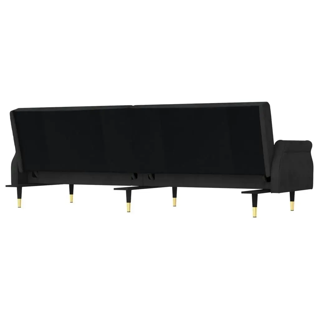 Sofa Bed with Cushions Black Velvet 351861