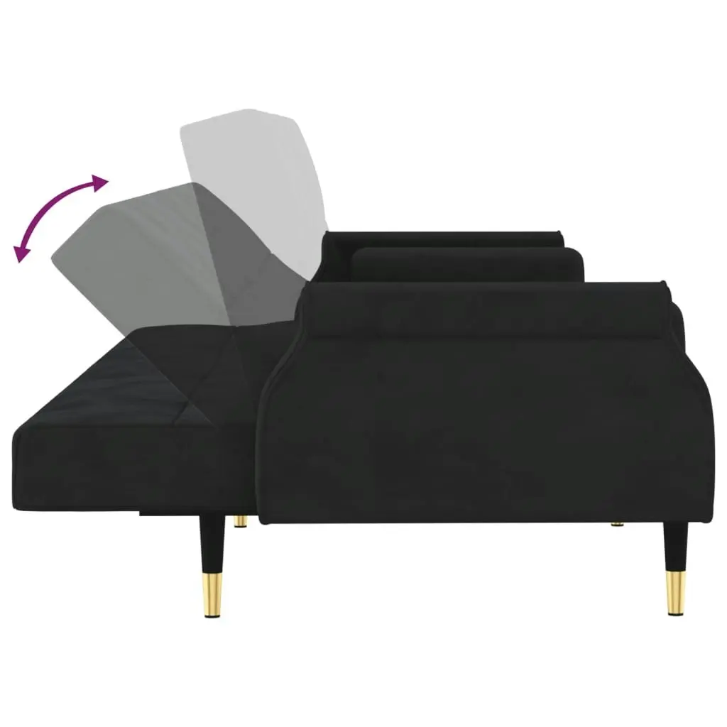 Sofa Bed with Cushions Black Velvet 351861