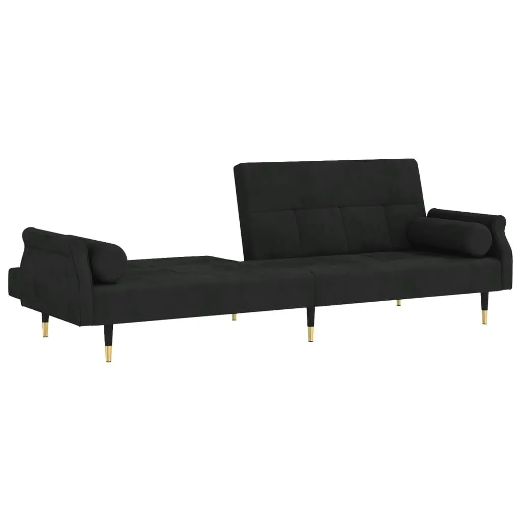 Sofa Bed with Cushions Black Velvet 351861