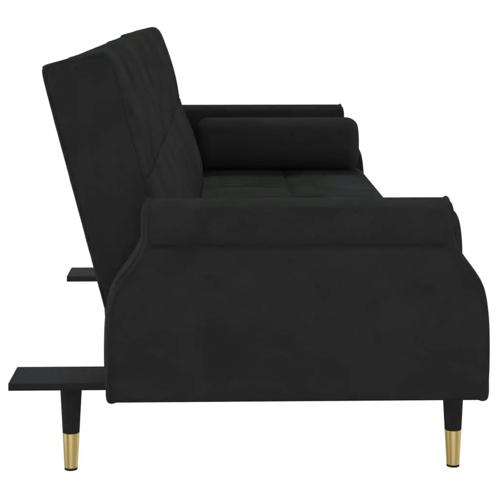 Sofa Bed with Cushions Black Velvet 351861