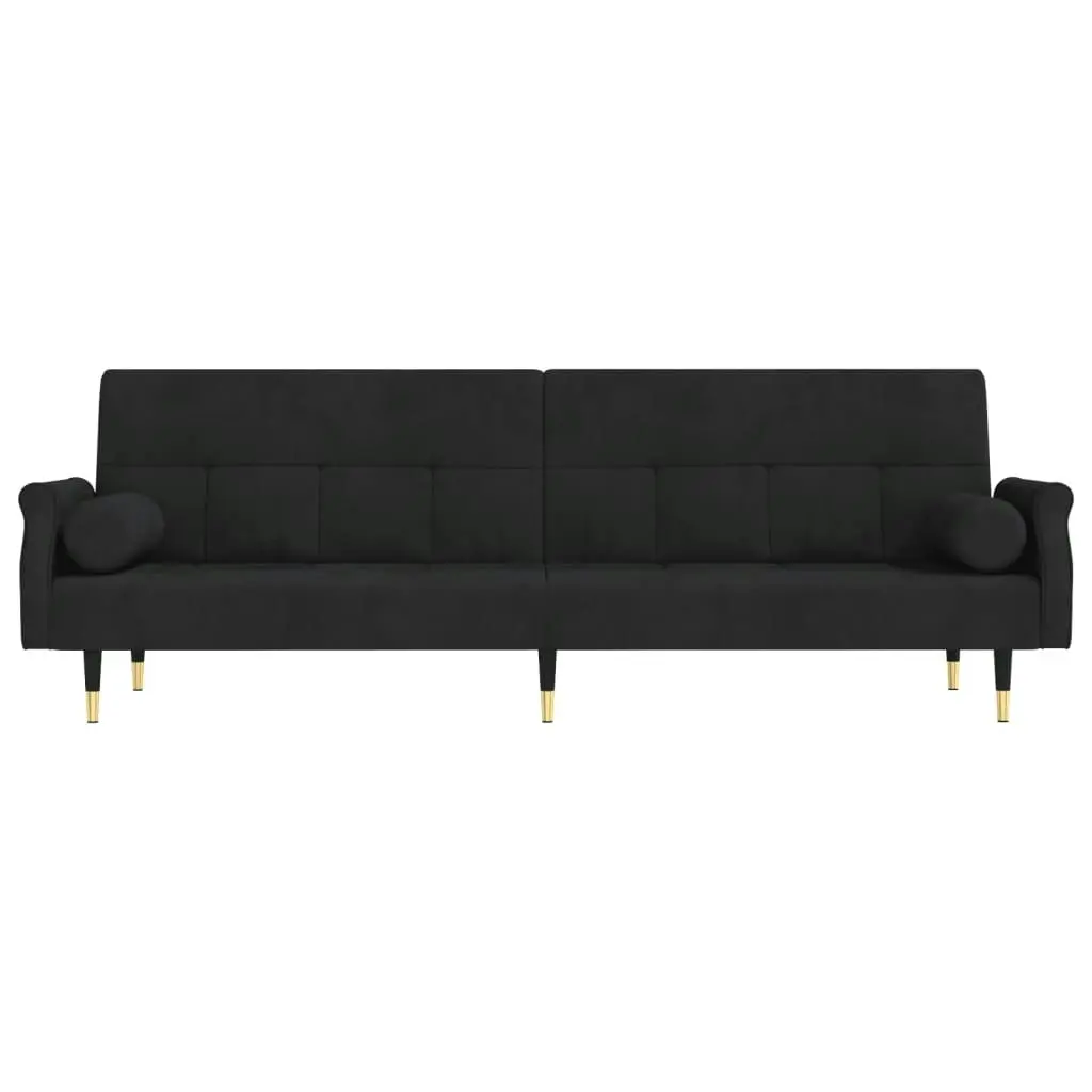 Sofa Bed with Cushions Black Velvet 351861