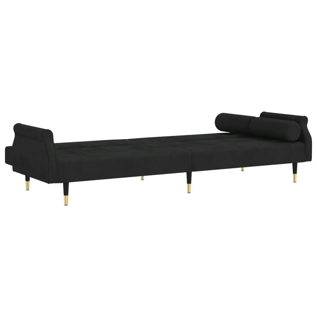 Sofa Bed with Cushions Black Velvet 351861