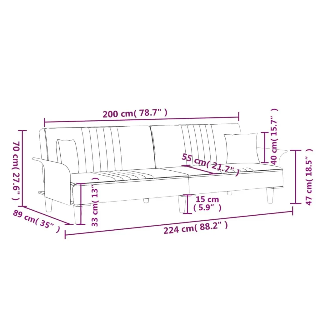 Sofa Bed with Armrests Dark Grey Fabric 351888