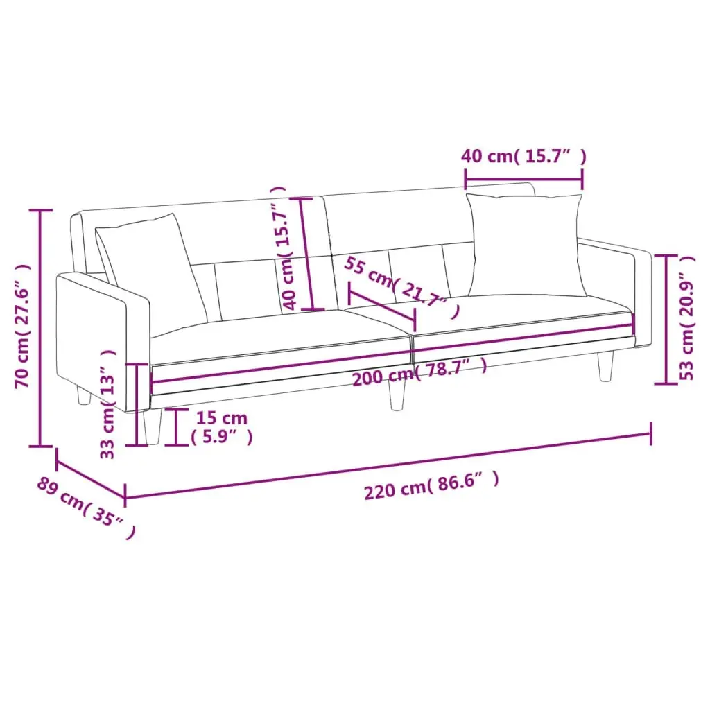 Sofa Bed with Cushions Cream Fabric 351878