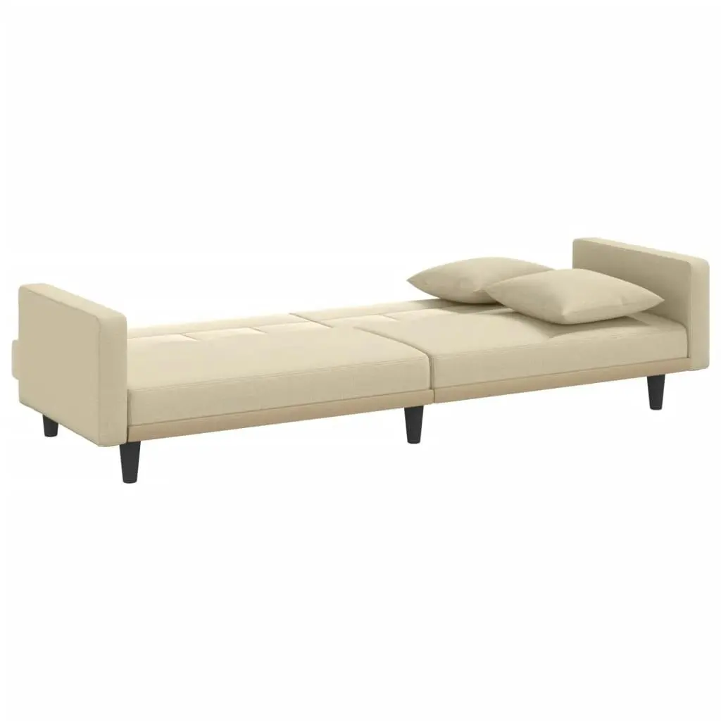 Sofa Bed with Cushions Cream Fabric 351878