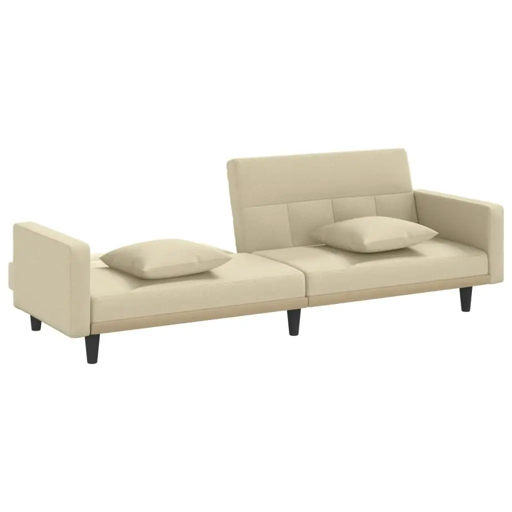 Sofa Bed with Cushions Cream Fabric 351878