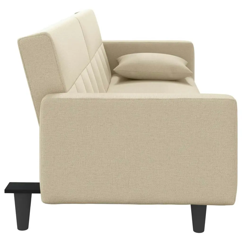 Sofa Bed with Cushions Cream Fabric 351878