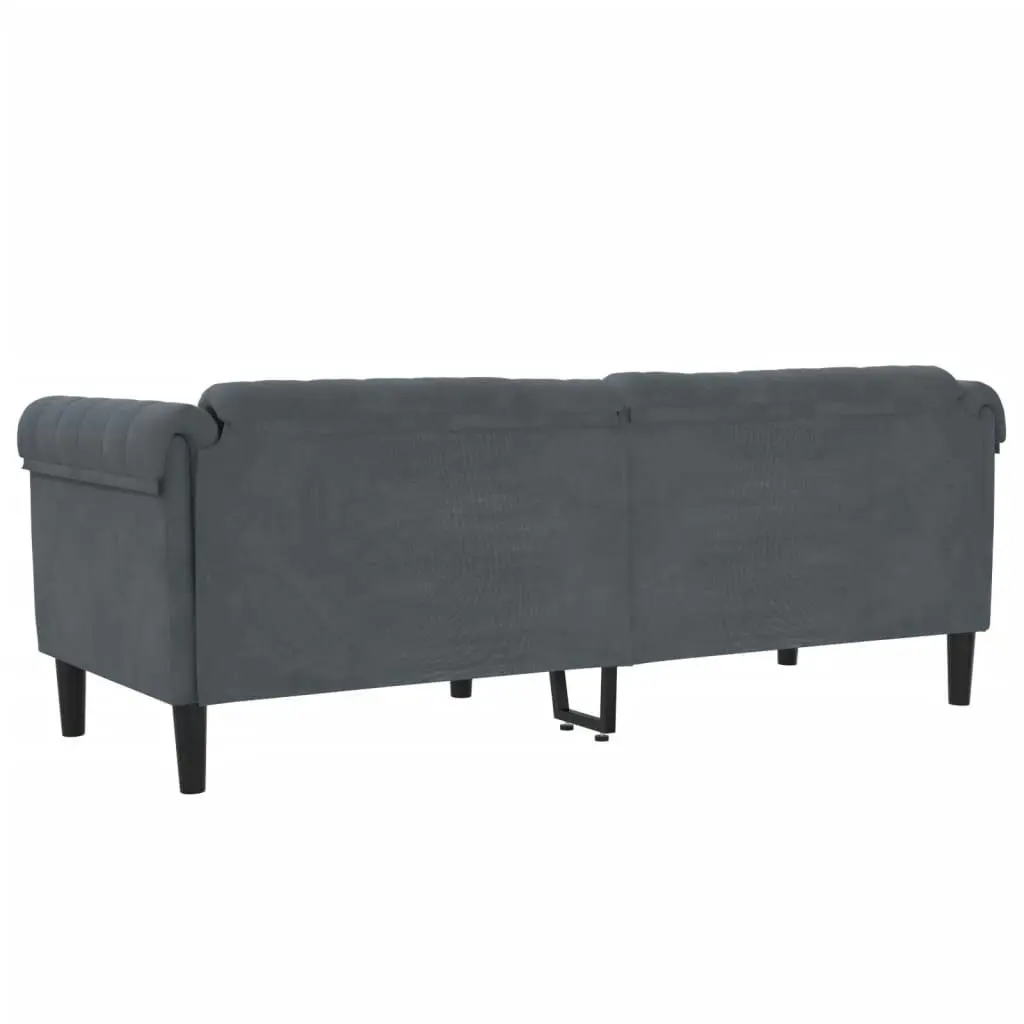 Sofa 3-Seater Dark Grey Velvet 372586