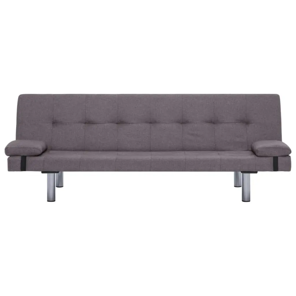 Sofa Bed with Two Pillows Taupe Polyester 282192