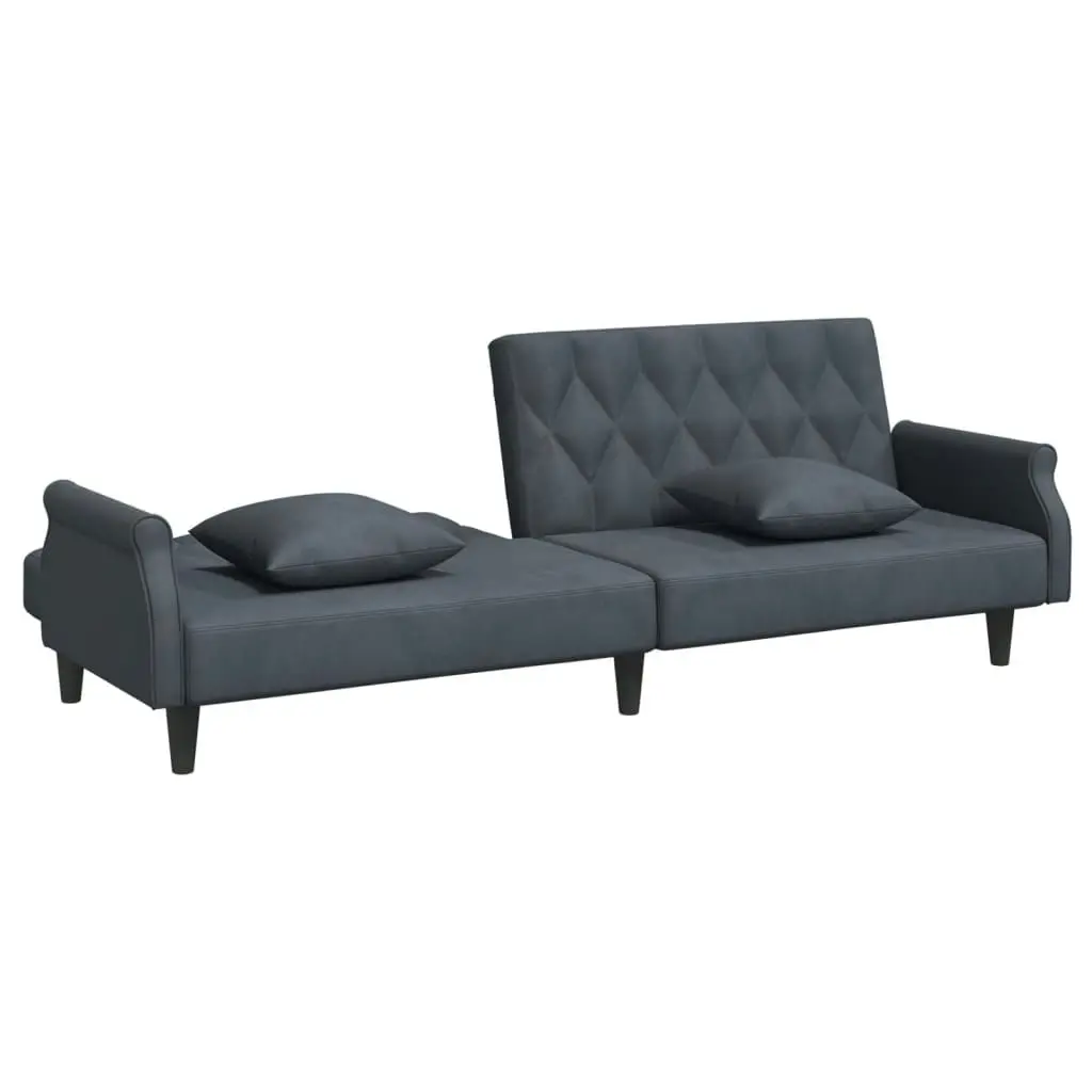 Sofa Bed with Armrests Dark Grey Velvet 351945