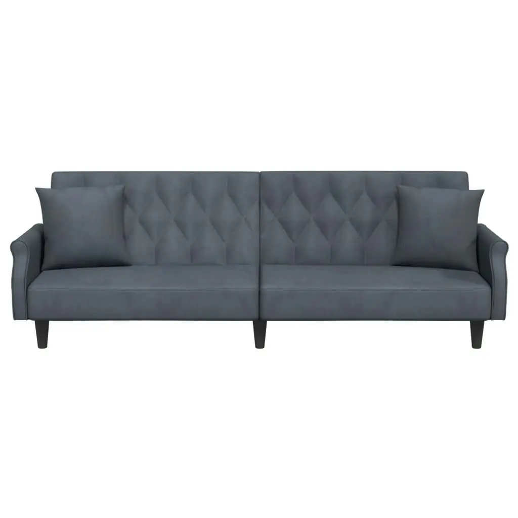 Sofa Bed with Armrests Dark Grey Velvet 351945