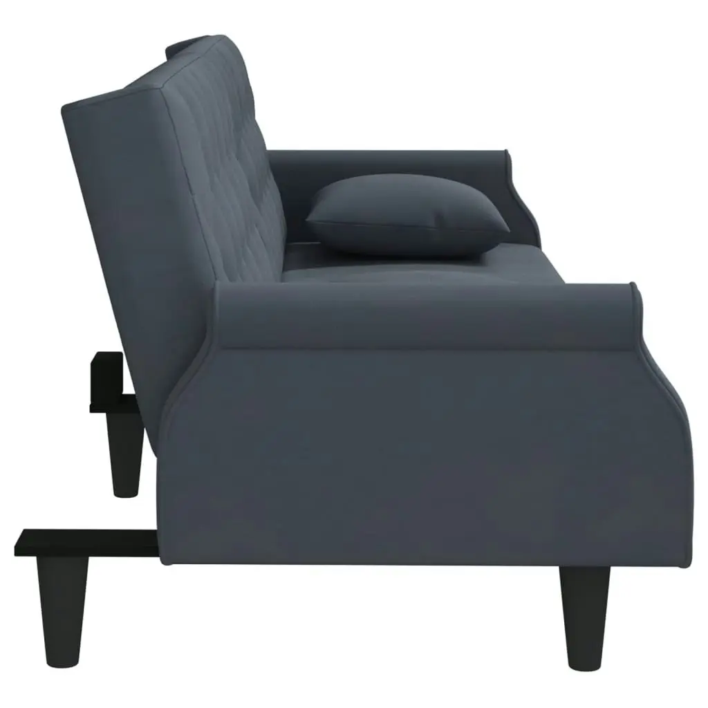 Sofa Bed with Armrests Dark Grey Velvet 351945