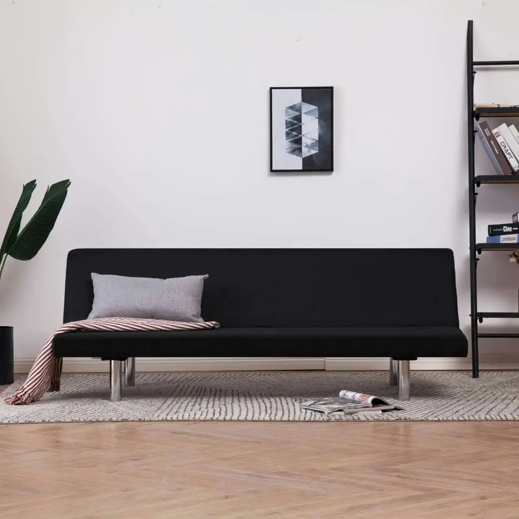 Sofa Bed Black Polyester 282198