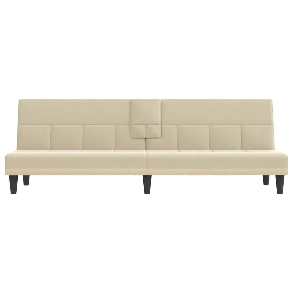 Sofa Bed with Cup Holders Cream Fabric 351866