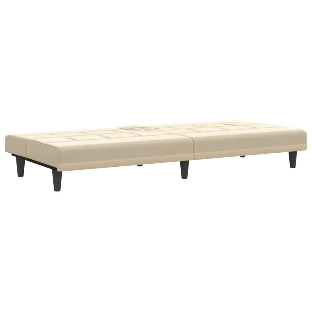 Sofa Bed with Cup Holders Cream Fabric 351866