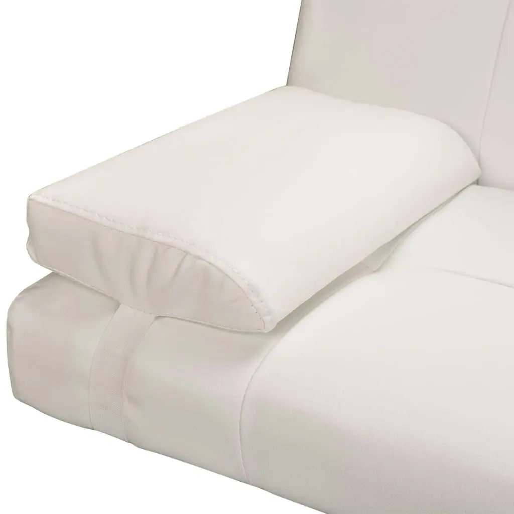 Sofa Bed with Two Pillows Artificial Leather Adjustable Cream White 241723