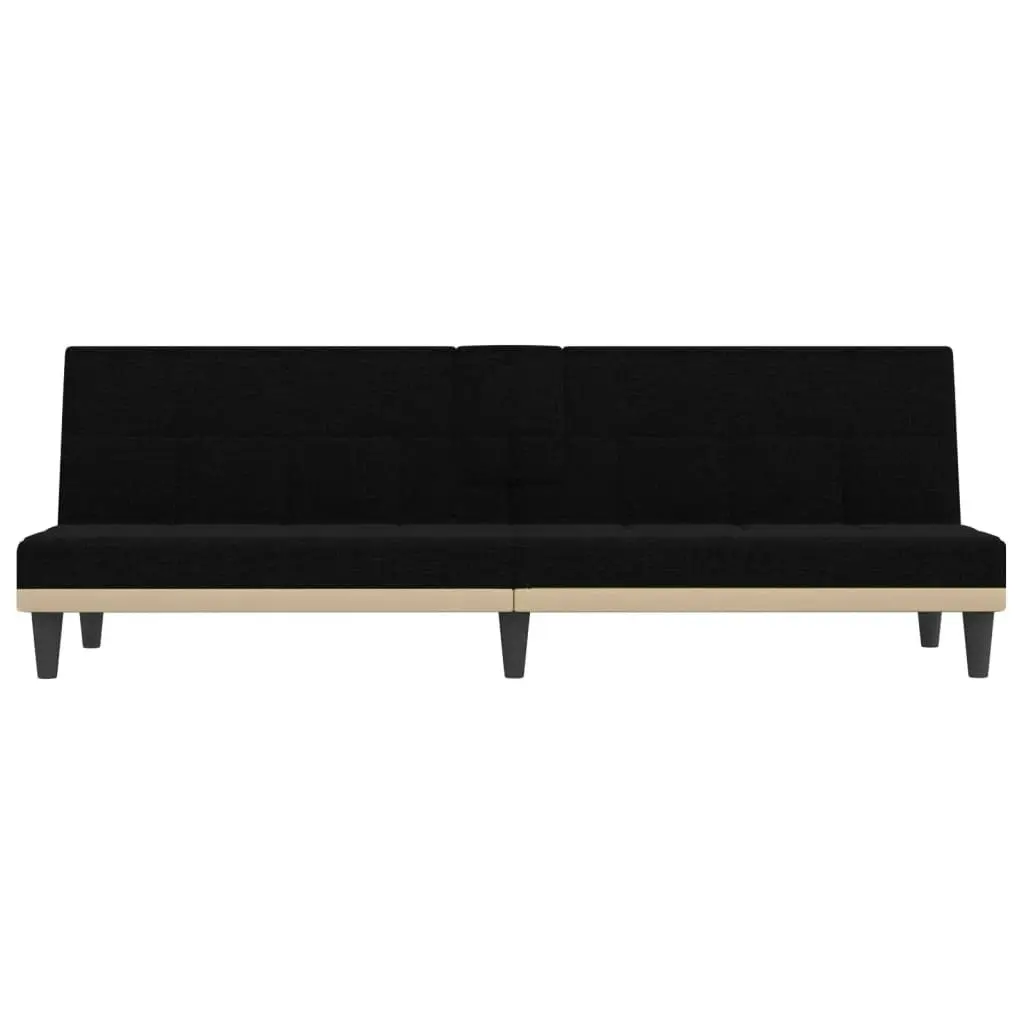 Sofa Bed with Cup Holders Black Fabric 351865