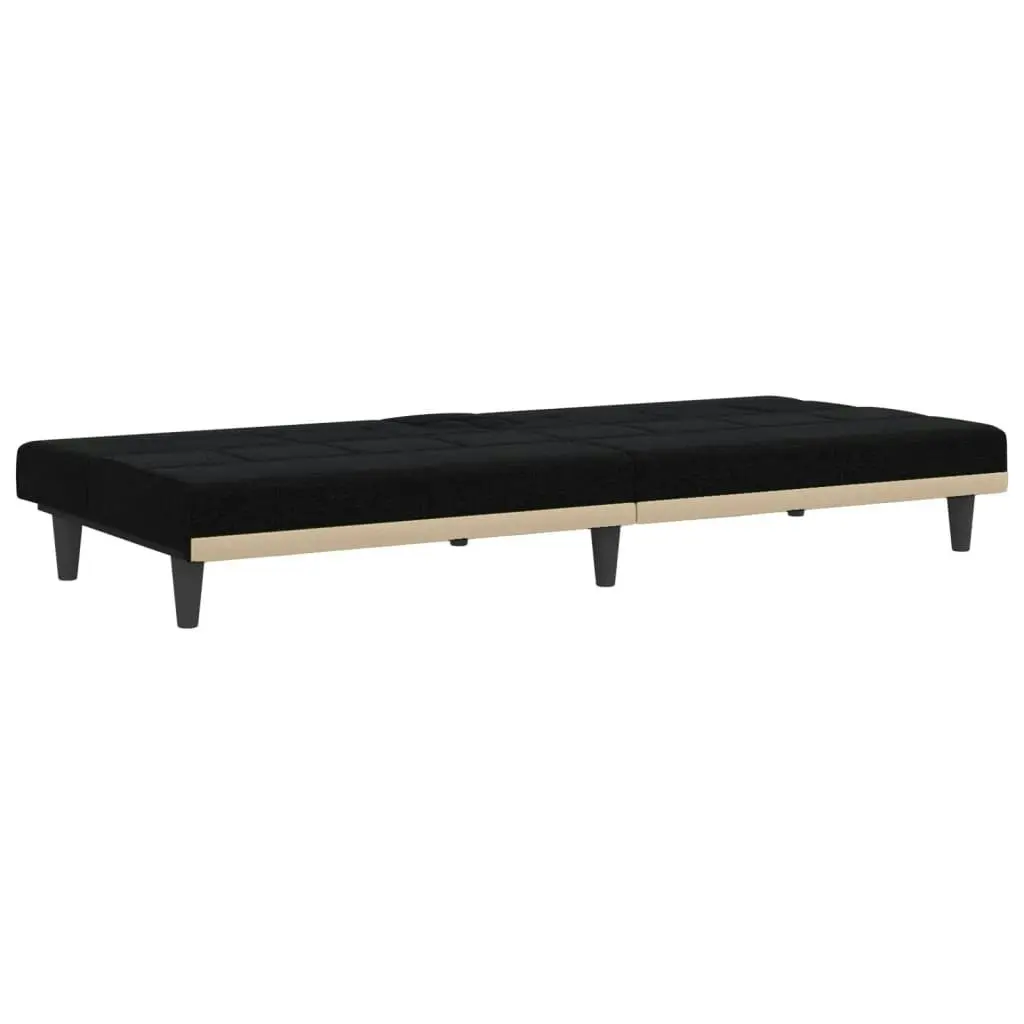 Sofa Bed with Cup Holders Black Fabric 351865