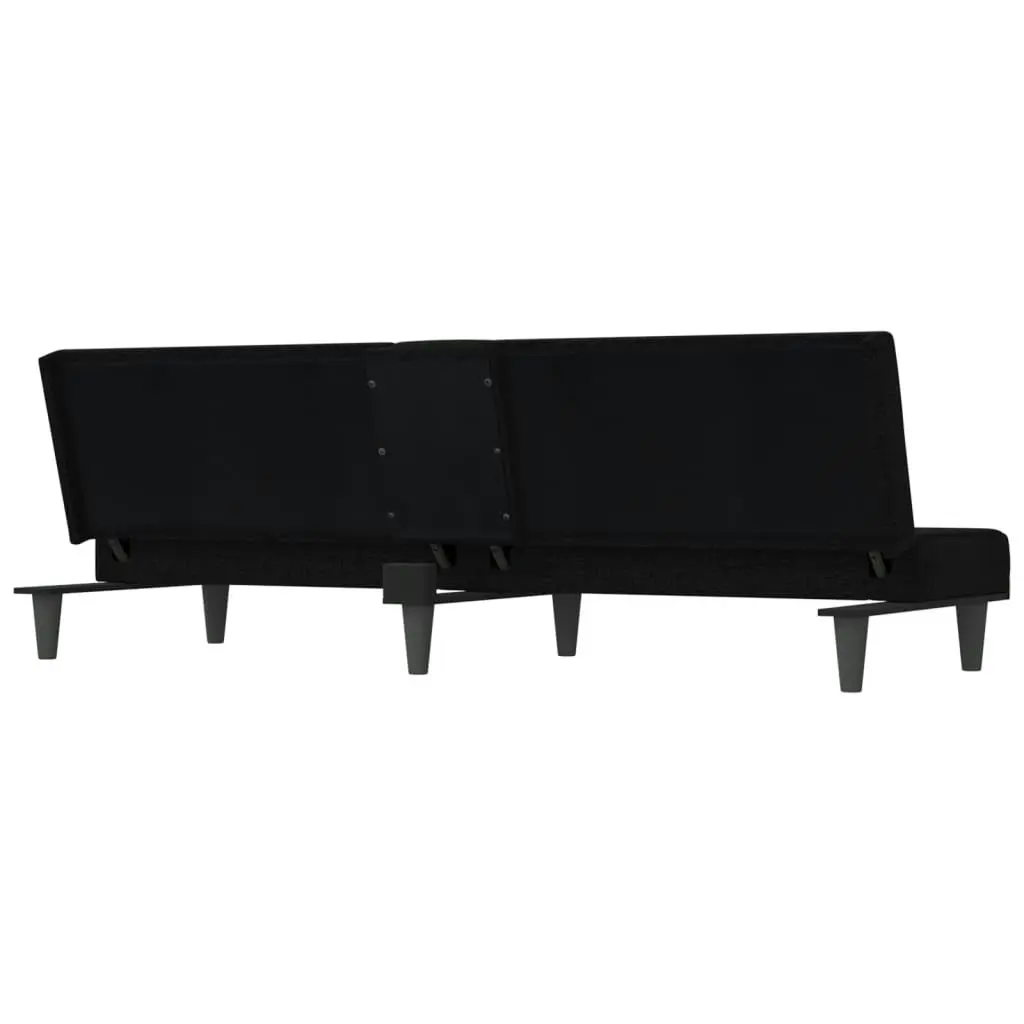 Sofa Bed with Cup Holders Black Fabric 351865