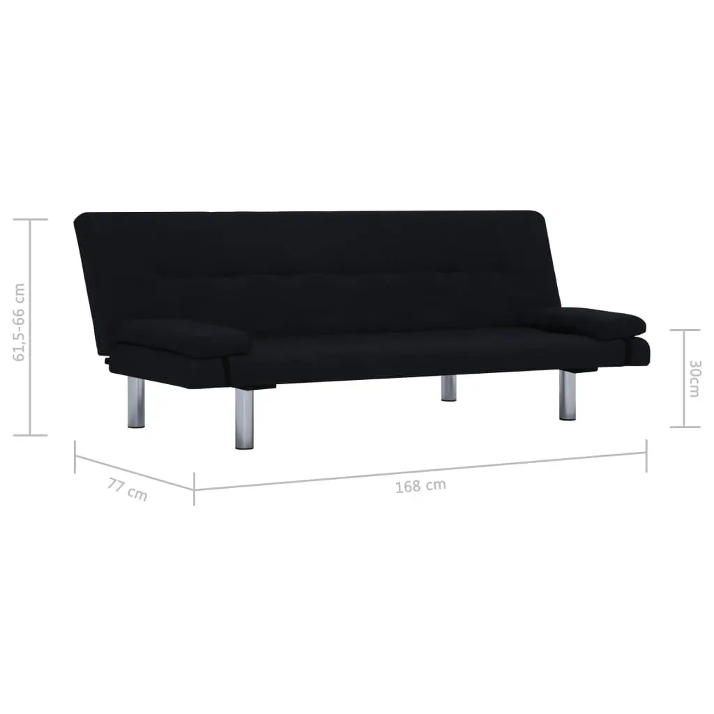 Sofa Bed with Two Pillows Black Polyester 282189