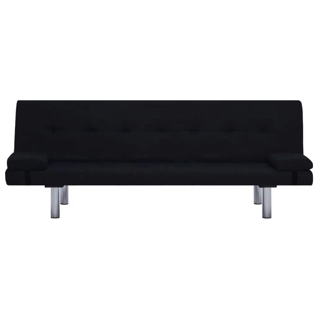 Sofa Bed with Two Pillows Black Polyester 282189