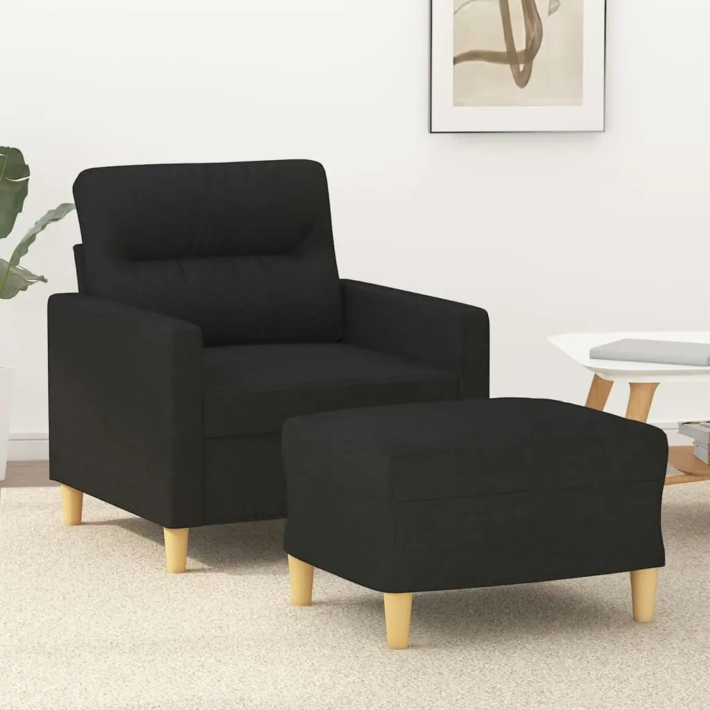 Sofa Chair with Footstool Black 60 cm Fabric 3201069