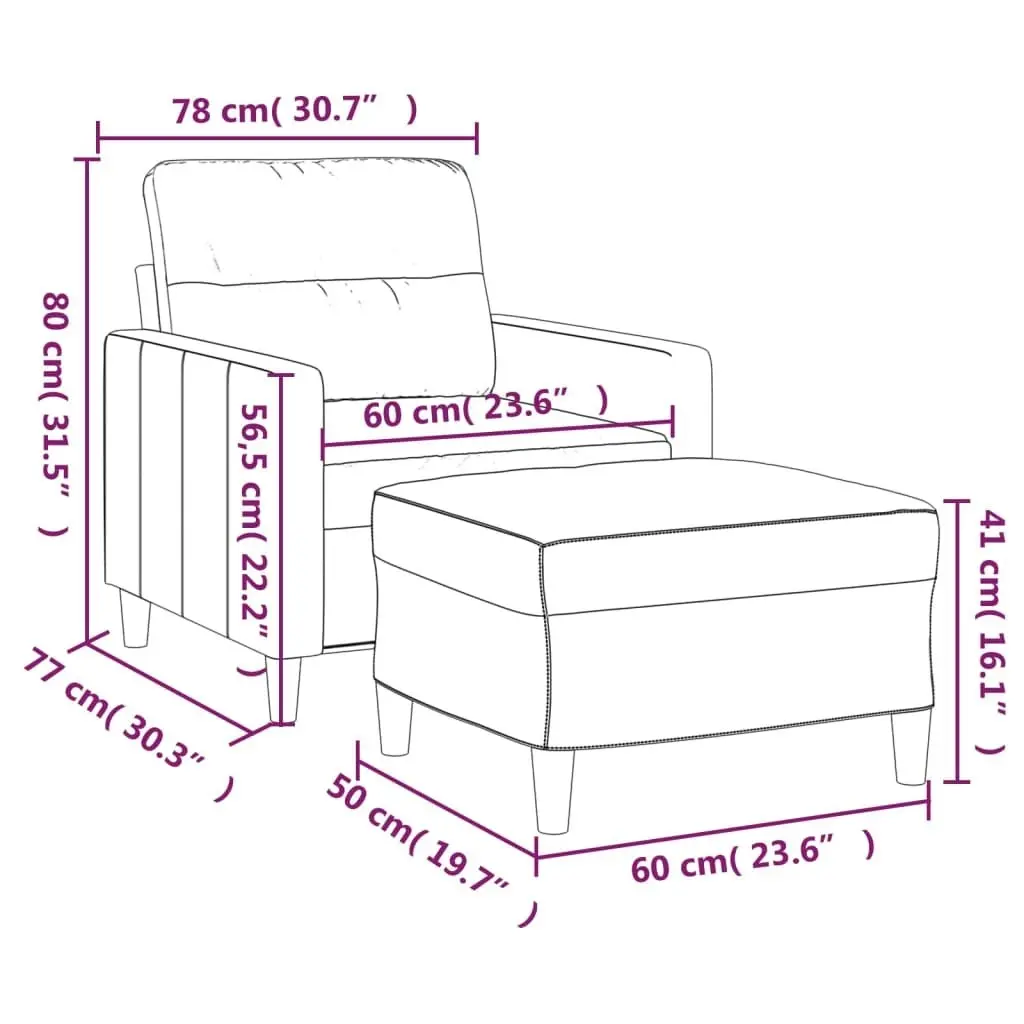 Sofa Chair with Footstool Black 60 cm Fabric 3201069