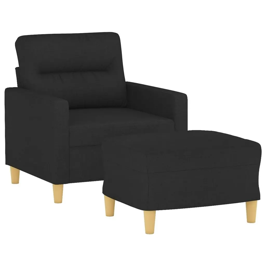 Sofa Chair with Footstool Black 60 cm Fabric 3201069