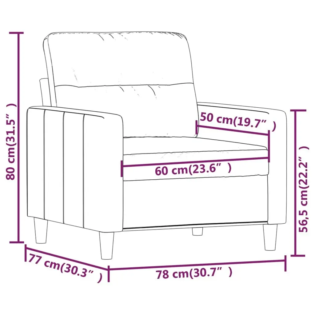 Sofa Chair Light Grey 60 cm Fabric 359219