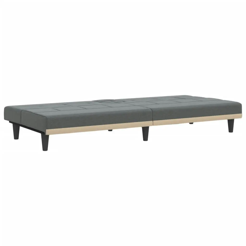 Sofa Bed with Cup Holders Dark Grey Fabric 351864