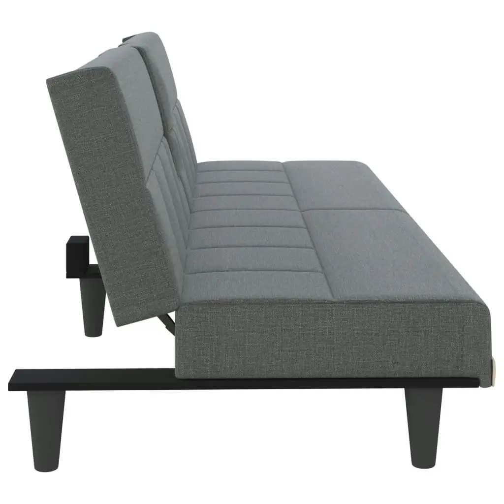 Sofa Bed with Cup Holders Dark Grey Fabric 351864