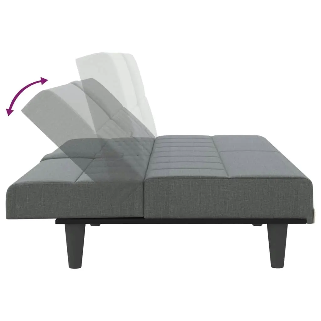 Sofa Bed with Cup Holders Dark Grey Fabric 351864