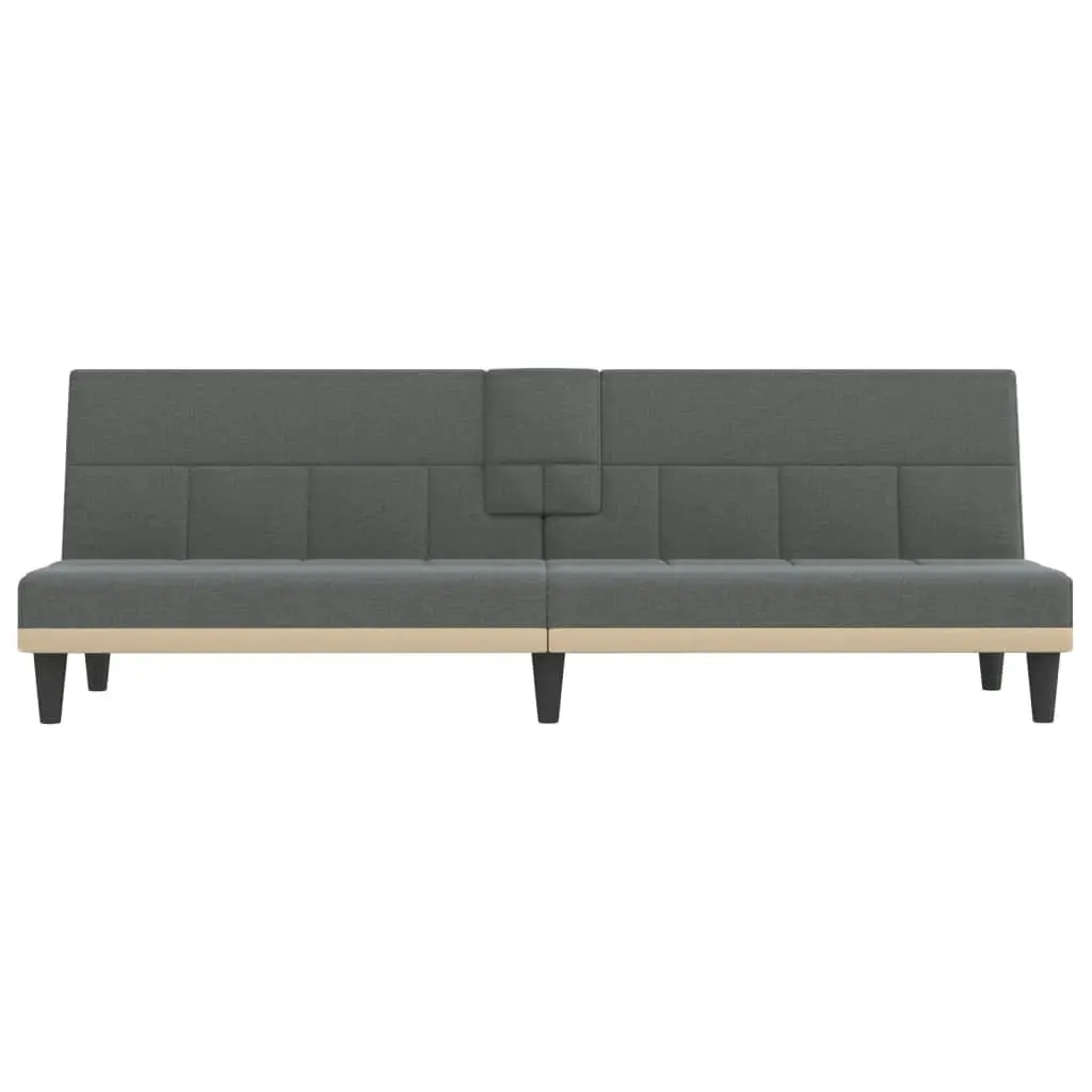 Sofa Bed with Cup Holders Dark Grey Fabric 351864